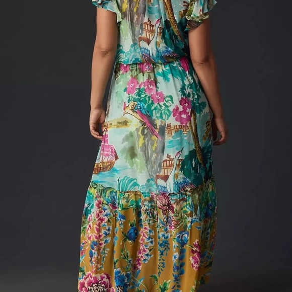 Anthropologie Colorful Flutter Sleeve Midi Dress - Picture 5 of 9